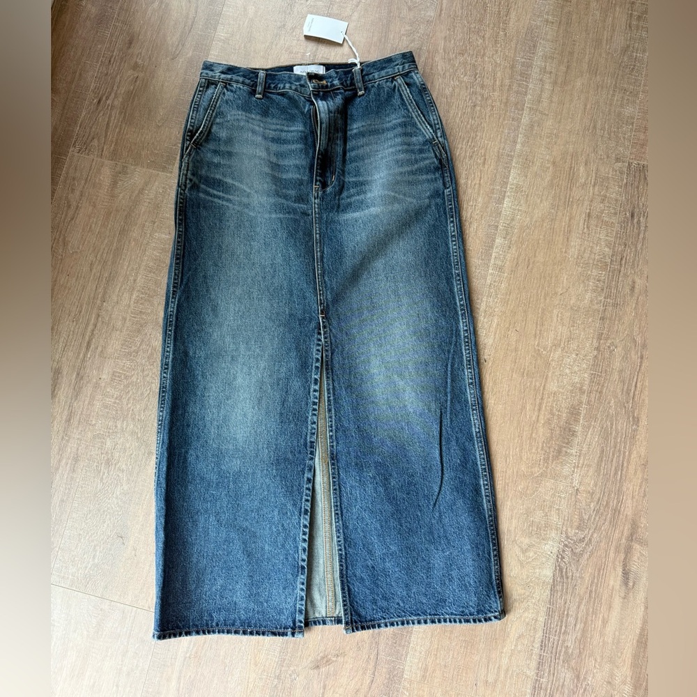 Madewell Alexa Chung size 28 Blue Denim Maxi Skirt with Front Slit